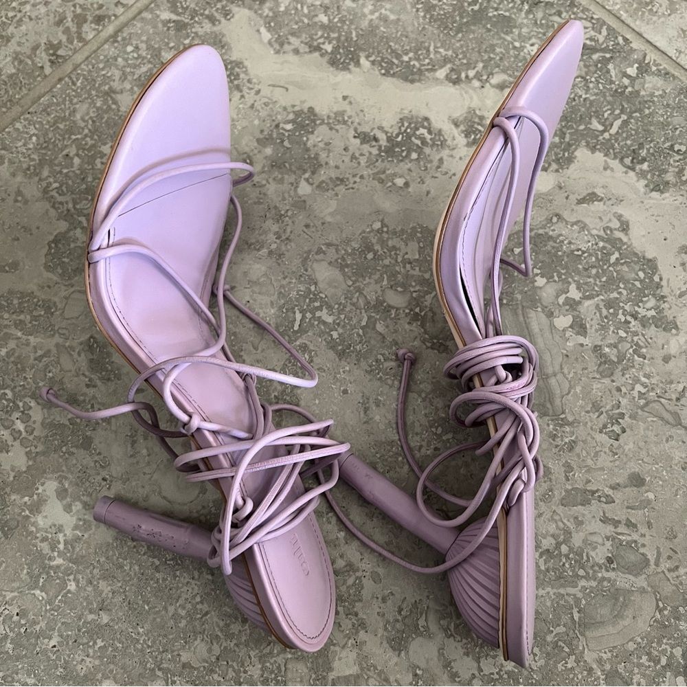Cult Gaia Soleil Lace Up Strappy Heel Sandals in Lavender, New, Size 42 - Picture 8 of 12